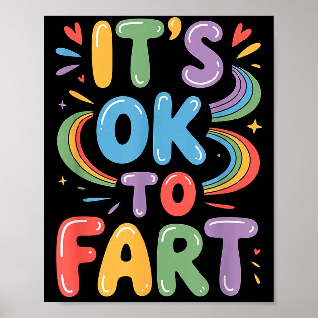 Affiche It's Ok To Fart Funny Gas Humor Design Flatulence  (Devant)