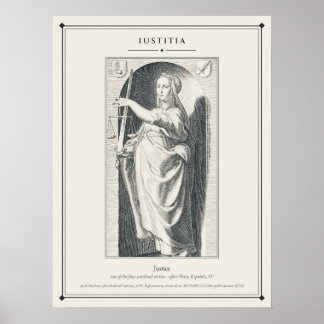 Affiche Iustitia Justice Vertu Cardinale Gravure