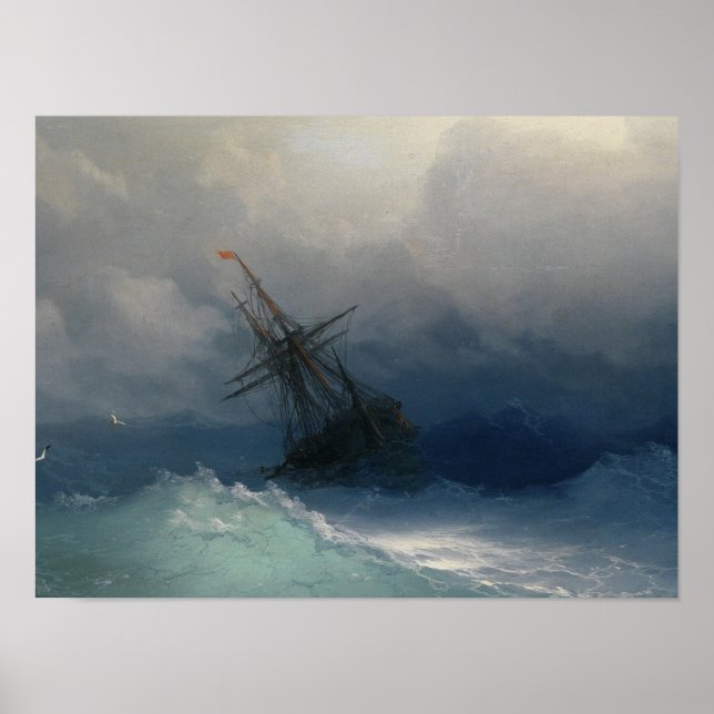 Affiche Ivan Aivazovsky - Ship On Stormy Sea (Devant)