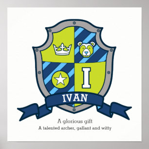 Affiche Ivan est un prénom masculin signifiant ours, lettr