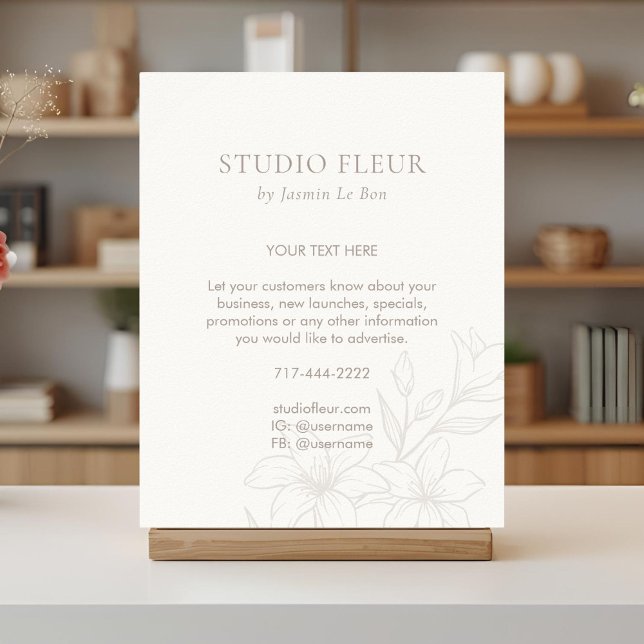 Affiche Ivoire | Chic Floral Texte Promo (Créateur téléchargé)
