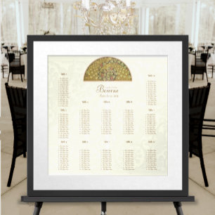 Affiche Ivoire d'or Peacocks Vintages Inséparables 12 tabl