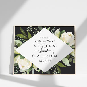 Affiche Ivory Bloom Aquarelle Floral Mariage Bienvenue