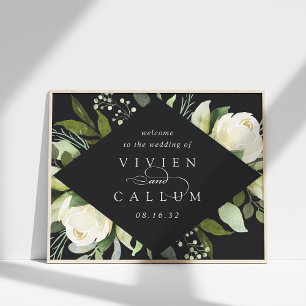 Affiche Ivory Bloom Aquarelle Floral Mariage Bienvenue