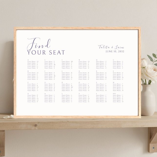 Affiche Ivory | Chic Alphabet 120+ Guest Wedding Seating (Créateur téléchargé)