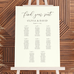 Affiche Ivory & Taupe Élégant Script 8 table Seating Chart
