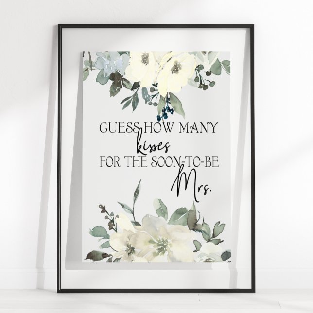 Affiche Ivory White Roses Devine Combien De Baisers Jeu (Créateur téléchargé)