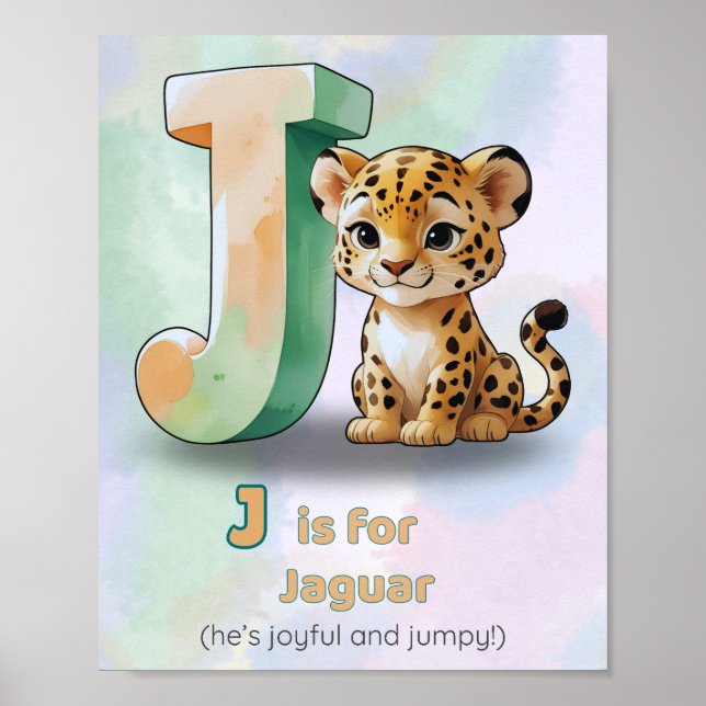 Affiche J is for Jaguar – Jungle Animal Alphabet Print for (Devant)