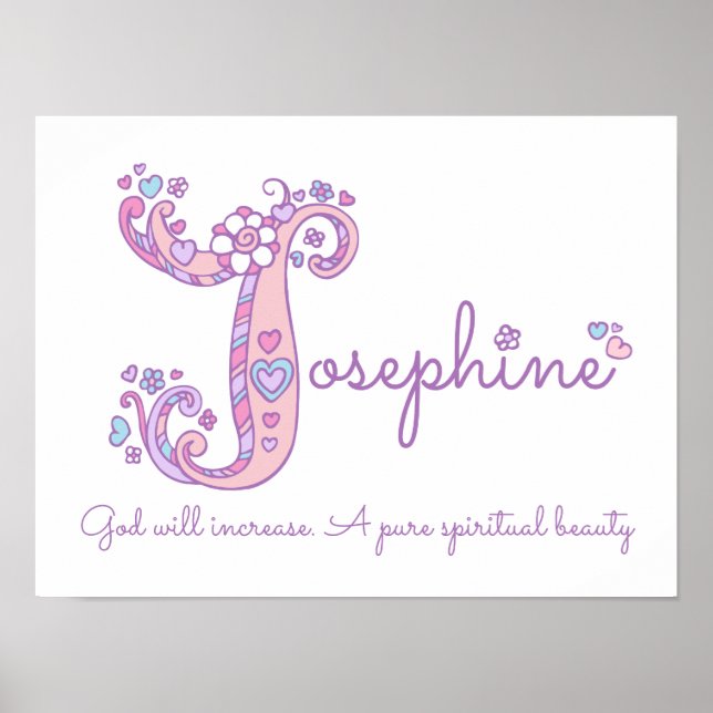 Affiche J pour Josèphe initiale nom d'art gribouillé signi (Devant)