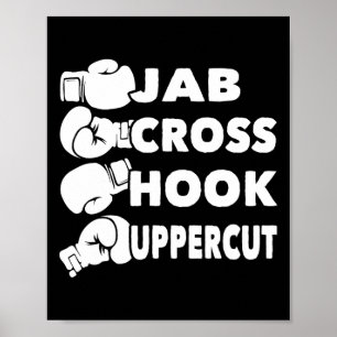 Affiche Jab Cross Hook Uppercut - Boxer de salle de sport 