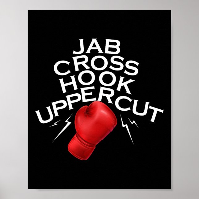 Affiche Jab Cross Hook Uppercut Boxer Funny Boxer Trainin (Devant)