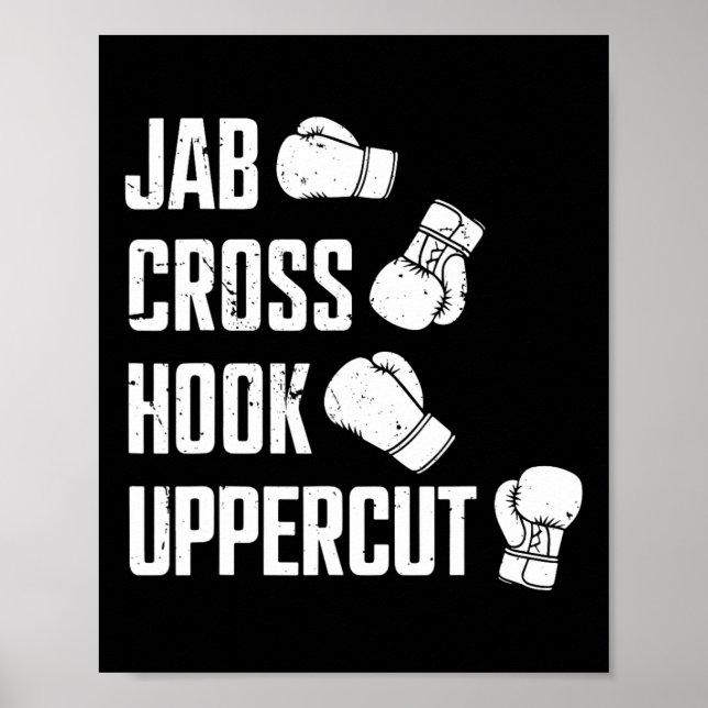 Affiche Jab Cross Hook Uppercut Boxer Workout Kickboxing (Devant)