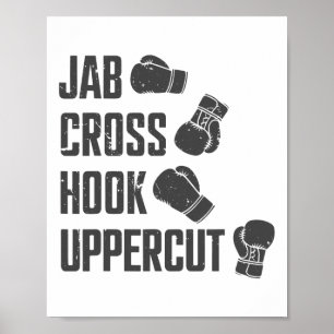 Affiche Jab Cross Hook Uppercut Funny Boxing Entraînement