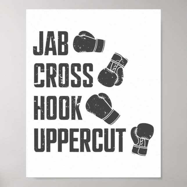 Affiche Jab Cross Hook Uppercut Funny Boxing Entraînement  (Devant)
