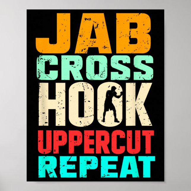 Affiche Jab Cross Hook Uppercut Répéter Retro Kickboxing M (Devant)