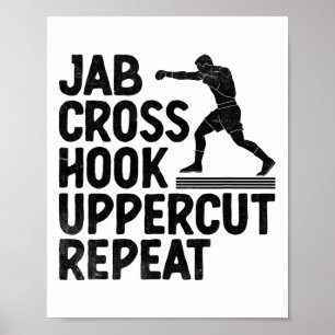 Affiche Jab Cross Hook Uppercut Répétition Boxer Sports At