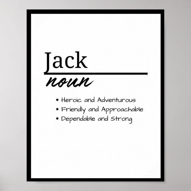Affiche Jack, Garçon Nom Personnalisé Définition (Devant)
