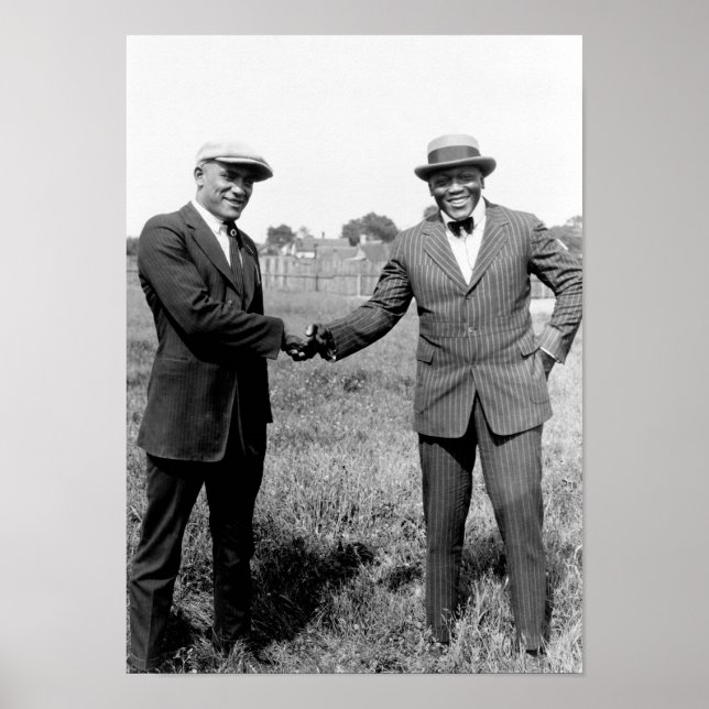 Affiche Jack Johnson Secoue Les Mains Avec Tut Jackson (Devant)