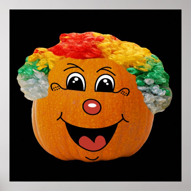 Affiche Jack o' Lantern Clown Face, Citrouille d'Halloween (Devant)