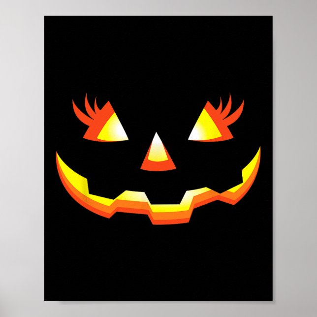 Affiche Jack-o'-lantern Face Citrouille Eyelashes Hallowee (Devant)