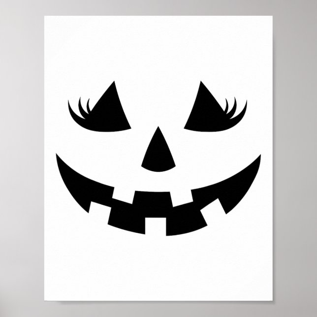 Affiche Jack-o'-lantern Face Citrouille Eyelashes Hallowee (Devant)
