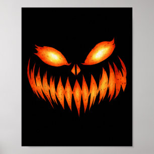 Affiche Jack-o'-lantern Face de Citrouille de peur Hallowe