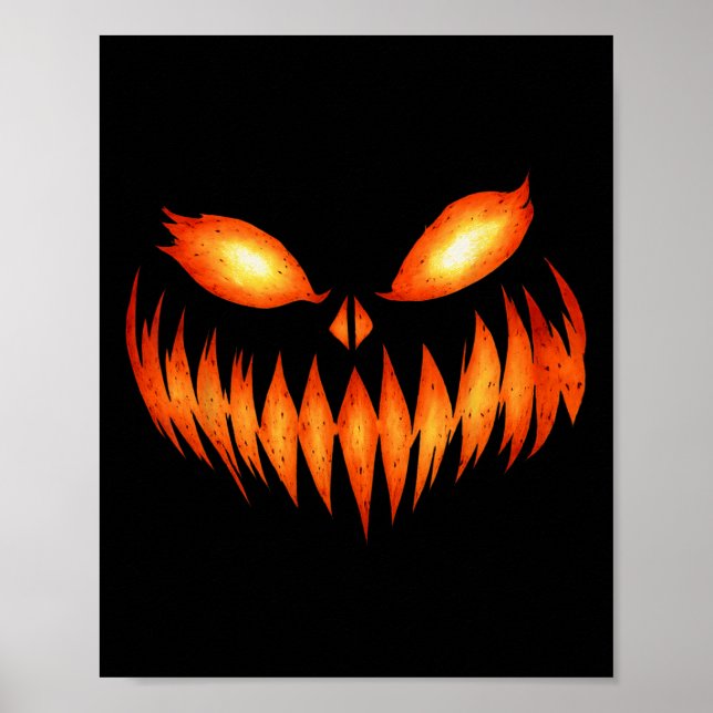 Affiche Jack-o'-lantern Face de Citrouille de peur Hallowe (Devant)