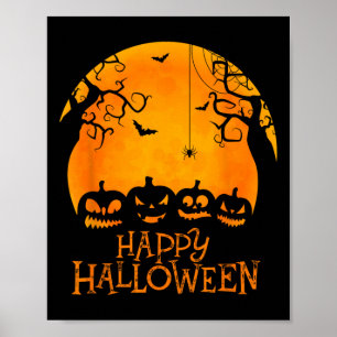 Affiche Jack-o'-lantern Face Joyeux Halloween Citrouilles 