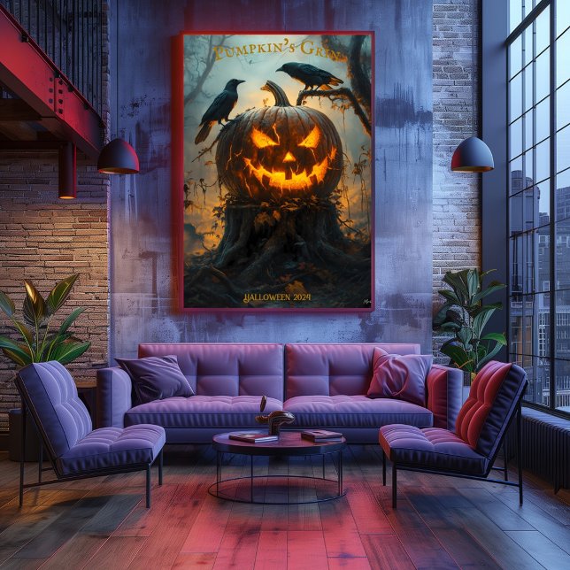 Affiche Jack-O'-Lantern Halloween avec Citrouille Lumineus (Créateur téléchargé)