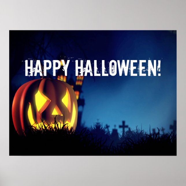 Affiche Jack-O-Lantern la nuit d'Halloween (Devant)