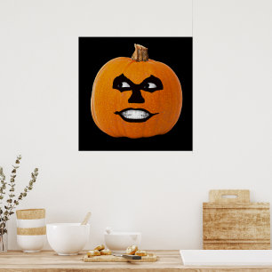 Affiche Jack o' Lantern Sinister Face, Citrouille d'Hallow
