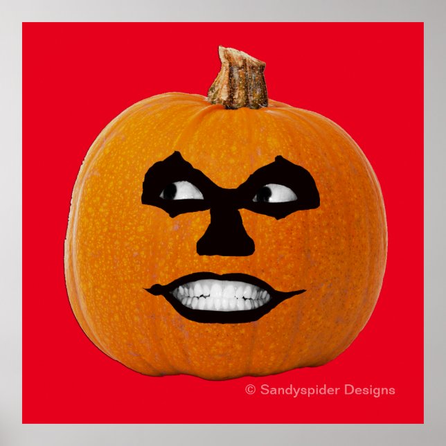 Affiche Jack o' Lantern Sinister Face, Citrouille d'Hallow (Devant)