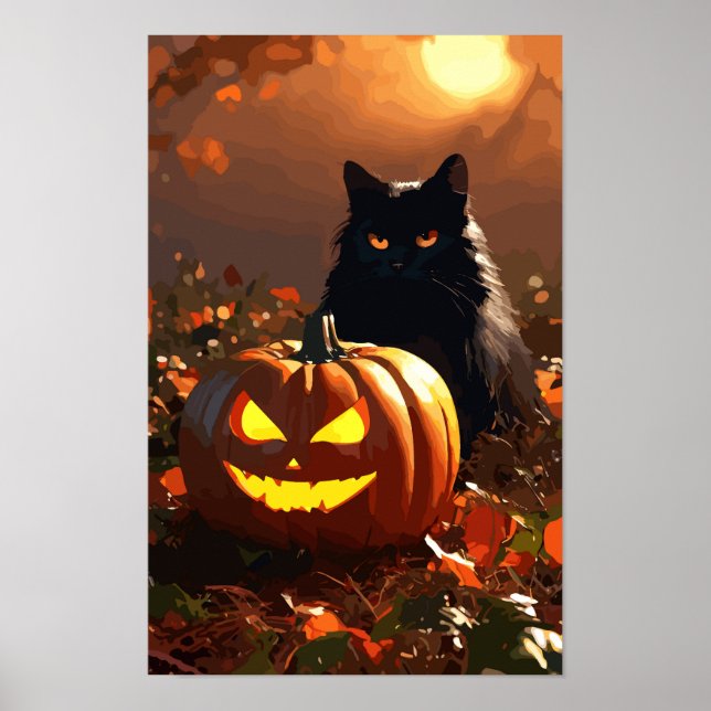 Affiche Jack-o’lanterne et chat noir (Devant)