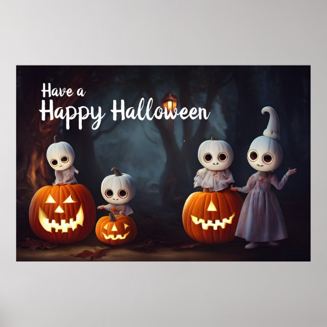Affiche Jack-O-Lanterns et Chefs Citrouilles Halloween (Devant)