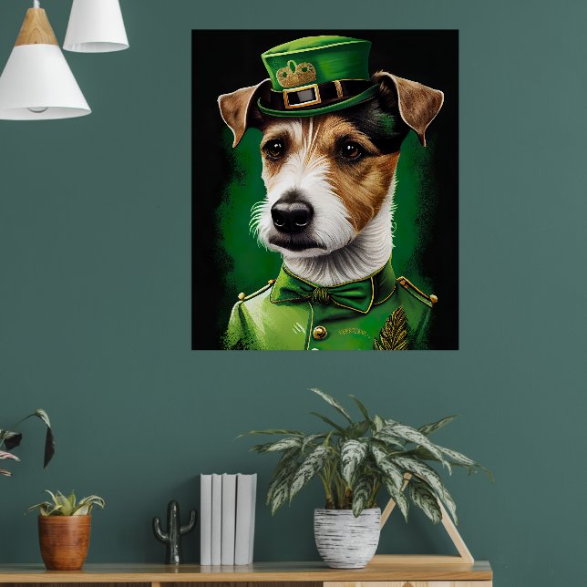 Affiche Jack Russell Chien en robe de fête St. Patrick (Salon 1)