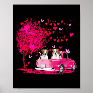Affiche Jack Russell Couple Camion Joyeuse Saint-Valentin