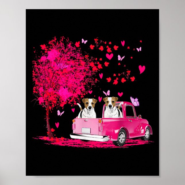 Affiche Jack Russell Couple Camion Joyeuse Saint-Valentin  (Devant)