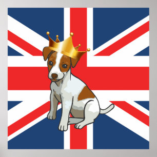 Affiche Jack Russell mignon portant une couronne et un Uni