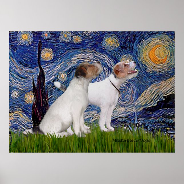 Affiche Jack Russell Pair 4 - Nuit étoilée (Devant)