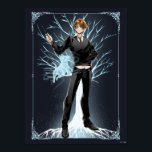 Affiche Jack Russell Terrier Patronus d'Anime Ron Weasley<br><div class="desc">Cette illustration vibrante de style anime présente Ron Weasley, l'ami loyal et courageux de la série Harry Potter, qui a réussi à lancer son charme Patronus. Ron évoque un Jack Russell Terrier, son patronus à l'esprit unique, au milieu d'un paysage spectaculaire de branches magiques et glacées. Le décor bleu profond,...</div>
