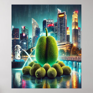 Affiche Jackfruit en Marina Bay - Scène Singapour Iconique