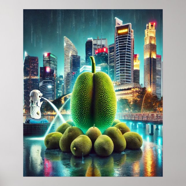 Affiche Jackfruit en Marina Bay - Scène Singapour Iconique (Devant)