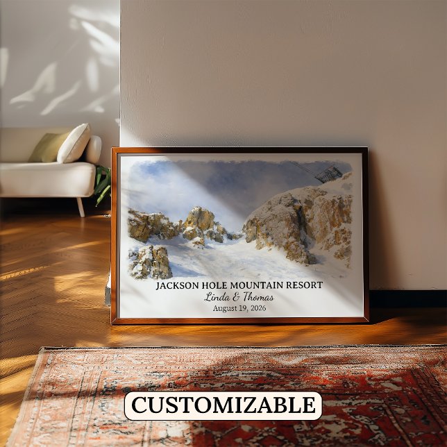 Affiche Jackson Hole Mountain Resort Wyoming, Aquarelle (Créateur téléchargé)