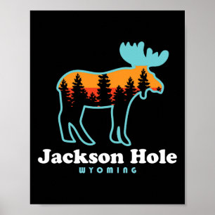 Affiche Jackson Hole Wyoming Moose Mountains Grand Tetons