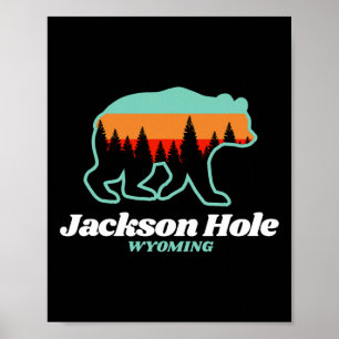 Affiche Jackson Hole Wyoming Ski Snowboard Ours