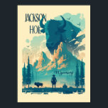 Affiche Jackson Hole Wyoming Vintage<br><div class="desc">Plongez dans la beauté sauvage de Jackson Hole avec ce poster vintage. Parfait pour les voyageurs et les collectionneurs, ce souvenir montagnard intemporel capte l'essence d'une des régions les plus pittoresques du Wyoming. Un cadeau ou un souvenir idéal, cette carte postale apporte l'esprit sauvage et l'émerveillement naturel de Jackson Hole...</div>