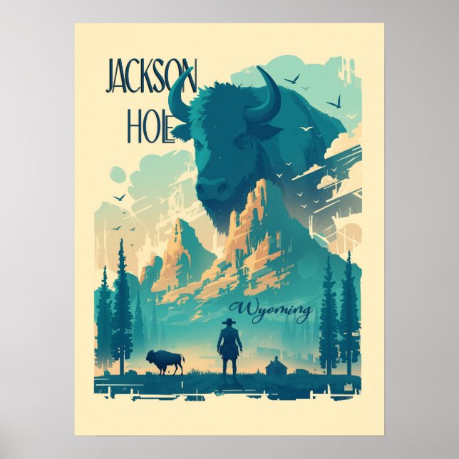 Affiche Jackson Hole Wyoming Vintage (Devant)