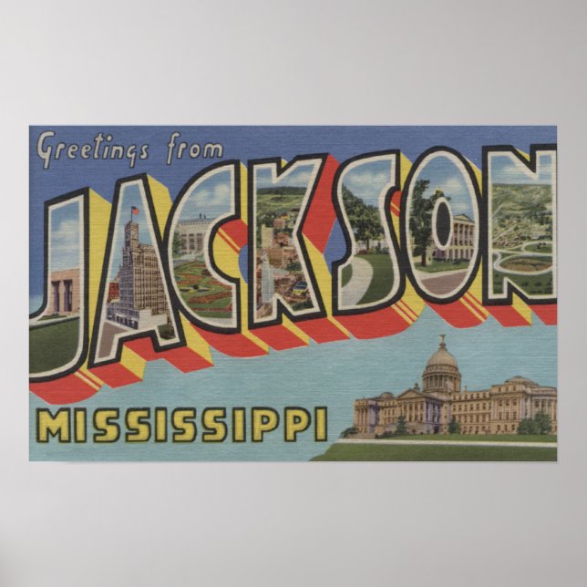 Affiche Jackson, Mississippi - Scènes de grandes lettres (Devant)