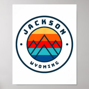 Affiche Jackson Wyoming Ski Snowboard Famille Ski Tri