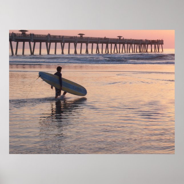 Affiche Jacksonville Beach, Floride - Surf (Devant)